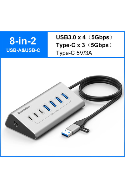 Kebidumei 8-in-2 5Gbps 10Gbps USB 3.2 Docking Station USB Hub Type C Splitter...