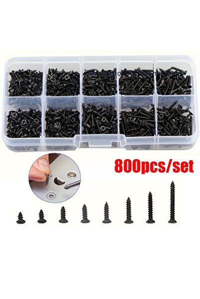 Choice HSZG-800pcs 800-Piece Black M2 Miniature Self-Tapping Screw Kit, for T...