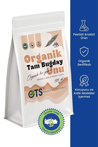 OTS Organik Tam Buğday Unu 500gr (Organik Sertifikalı, Pestisit Analizli)