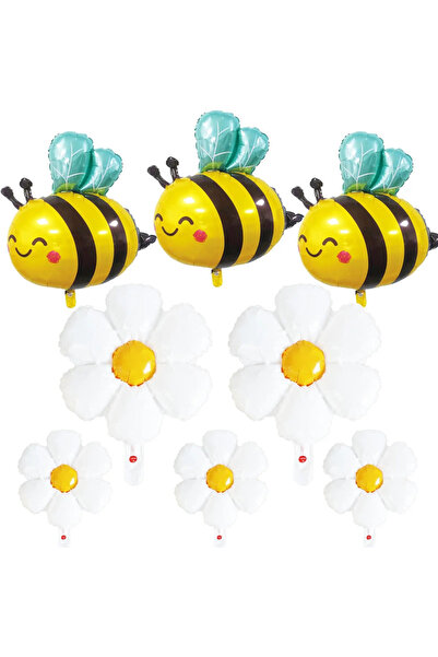Choice BEE AS PICTURE BEE 8PCS Large Bee White Daisy Flower Foil balloon for ...