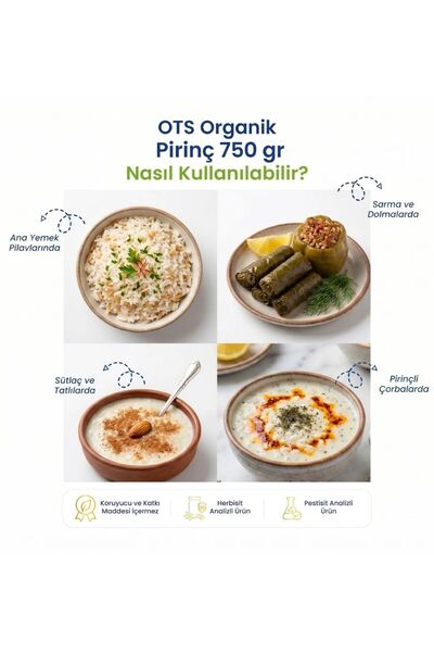 OTS Organik Pirinç 750 gr (Organik Sertifikalı, Pestisit Analizli)