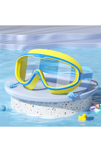 Choice Bllue-yellow Kids Swimming Goggles Big Frame HD View Anti-fog Waterpro...
