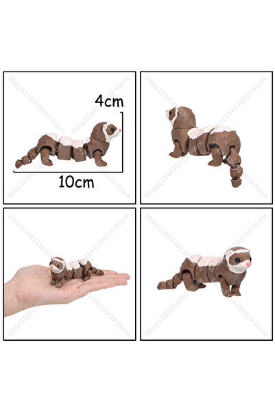 choice2 no keychain Articulated Ferret Figure - 8cm Brown & White Jointed Stu...