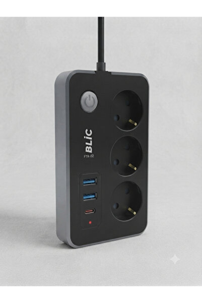 Blic Aura Akse Termal Akım Korumalı 3'lü Priz - 2x USB-A & 1x Type-C PD 20W H...