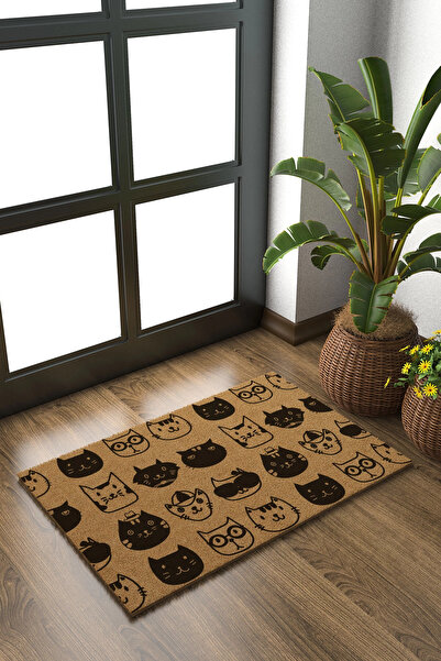 Decovetro Koko Paspas Kedi Desenli kapı Önü Paspası 40 x 60 Cm