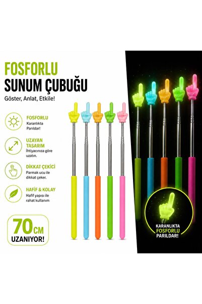 STOBOK Teleskobik Sunum Çubuğu - Karanlıkta Parlayan Fosforlu El İşaretçi Çub...