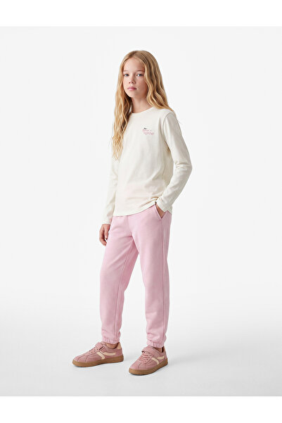 Koton Cotton Long Sleeve Crew Neck T-Shirt with Dog Detail and Printed Back