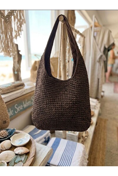 Axesoire Nwc-1089 Brown Hand-Knitted Straw Bag