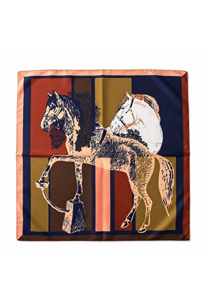 Axesoire 15420 Lacivert At Desenli Bandana Fular 70x70 cm