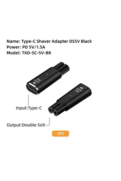 Choice TXD-SC-5V-BK Hobo 5V Type-C Shaver Adapter Charging Converter for Phil...