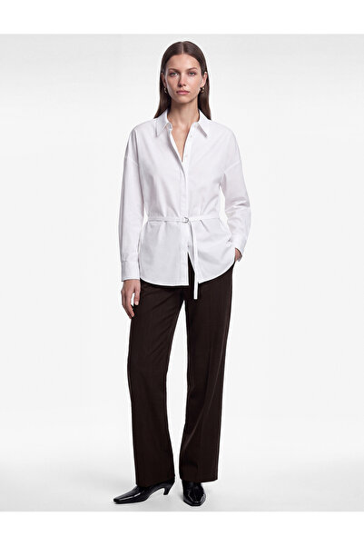 Koton Cotton Belted Regular Fit Long Sleeve Shirt