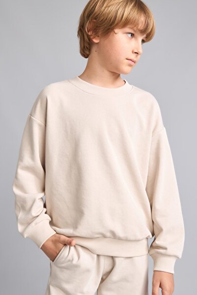 DeFacto Oversize Crew Neck Beige Sweatshirt for Boys H7135A826Au