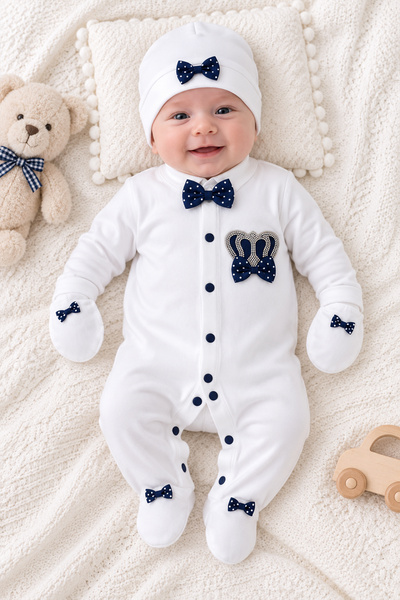 Sitilin Baby Boy Bow Tie King Stone Fancy Jumpsuit Set 0-3 Months Stl7015