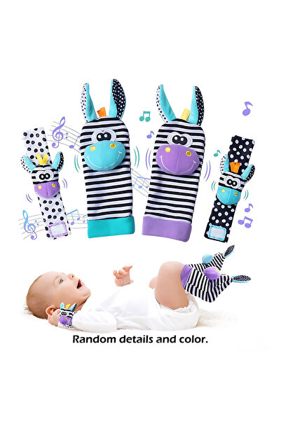 Choice Purple-donkey 4pcs Baby Rattle Toys Cute Stuffed Animals Wrist Rattle ...