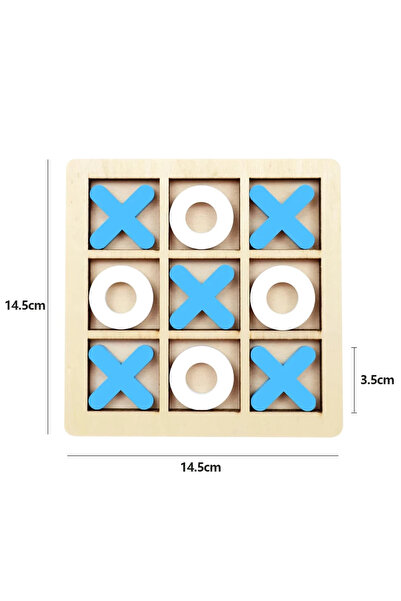 Choice1 Blue Wooden XO Tic Tac Toe Game Mini Chess Board Interaction Puzzle T...