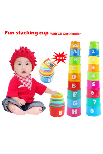 Choice 9PCS/Set Funny Stacking Cups Toys Baby Rainbow Cups Stacking Tower Kid...