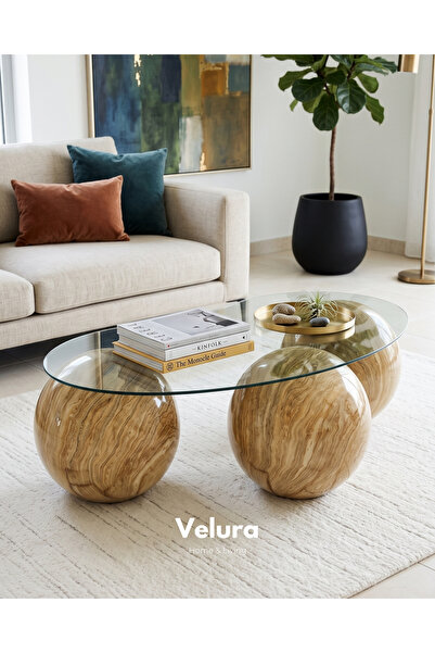 Velura Home & Living Orta Sehpa & Modern Küre Sehpa & Bohem Top Sehpa