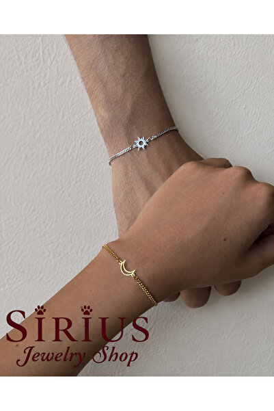 sirius jewelry 925 Gümüş | Ay ve Güneş Çift Bilekliği (Çift )