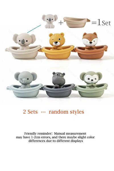 Choice 2 SET-Radom Soft Silicone Animal Finger Bath Boats Set,Cute Animal Fin...