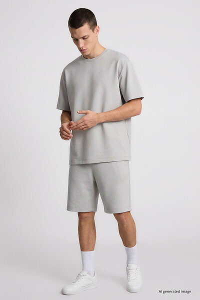 TOMMY LIFE Taş Oversize Fit Basic Men's Shorts Set - 85292