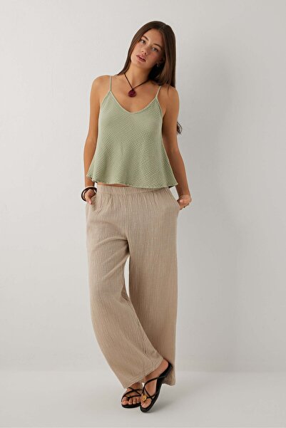 İpekçi Otantik Nomad Muslin Strap Blouse Island Tea