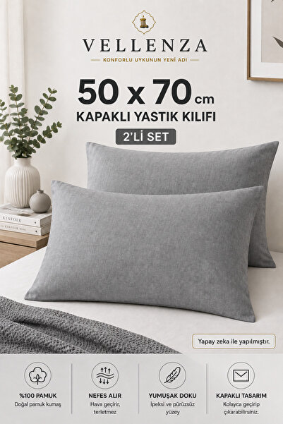 2 li gri kapaklı yastık kılıfı ekonomik,kapaklı