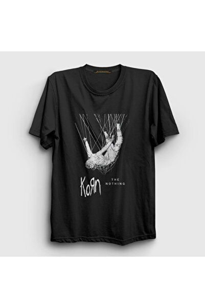Presmono Unisex Black Nothing Korn T-shirt 92818tt