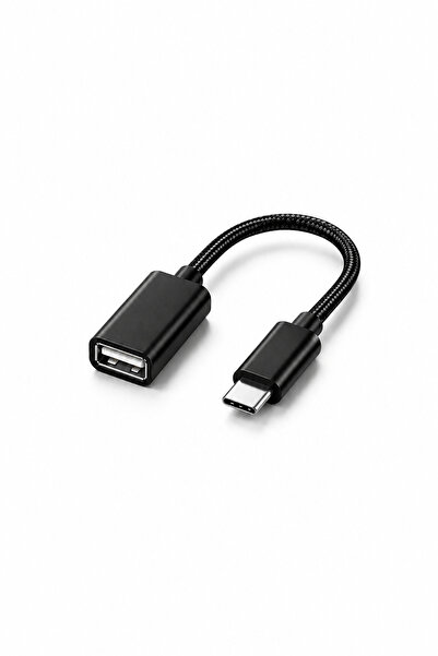 MVLH Type-C to USB 2.0 Dişi OTG Dönüştürücü Adaptör Kablosu Örgülü Siyah Tele...