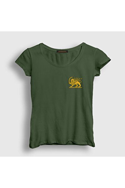 Presmono Women's Khaki Persian Lion Sun Iran Iran T-Shirt 592531Tt
