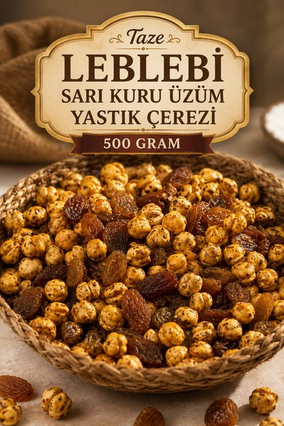 ÜLKÜ KURUYEMİŞ (500 GR) Taze Leblebi Sarı Kuru Üzüm Yastık Çerezi Hediyelik T...