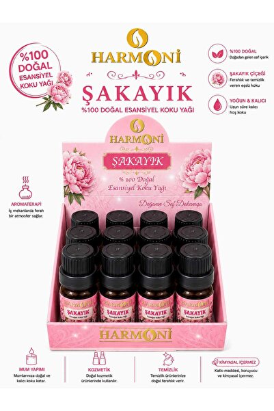 HARMONİ ŞAKAYIK Çiçeği Esansiyel Uçucu Koku 10ML 12'li Stant Difüzör Esansı B...