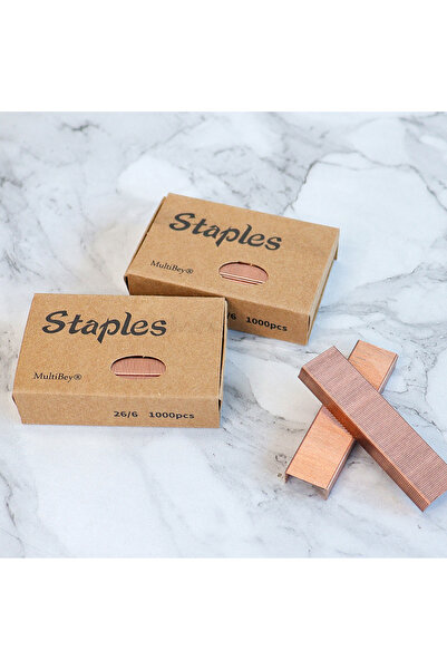 Choice 1000Pcs/Box Rose Gold Metal Office Standard Stapler Staples 26 / 6 Bin...