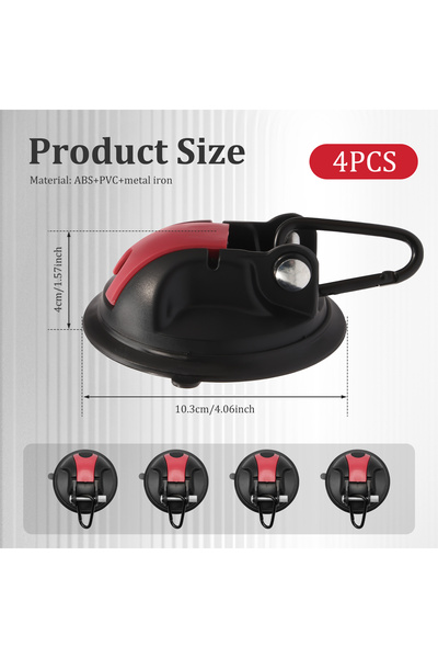 Choice 4pcs Black and red Upgrade Strong Suction Cup Hooks No Drilling Car Su...