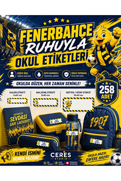 Ceres Studio Taraftar Etiketi Okul Etiketi Defter Etiketi Kalem Etiketi Kişiy...