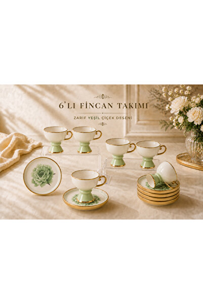 Queen’s Kitchen 6-Person Floral Patterned Porcelain Coffee Set