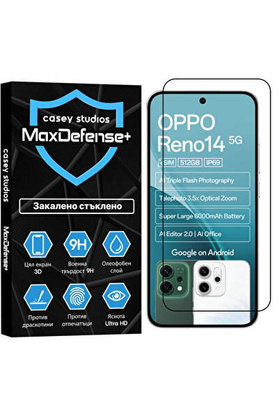 Casey Studios Oppo Reno14 Protector, 3D full coverage, full adhesive, HD, scr...