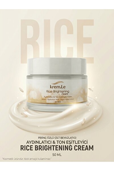 Pirinç Özlü Cilt Beyazlatıcı Aydınlatıcı Ton Eşitleyici Krem - Rice Brightening Cream 50 ML