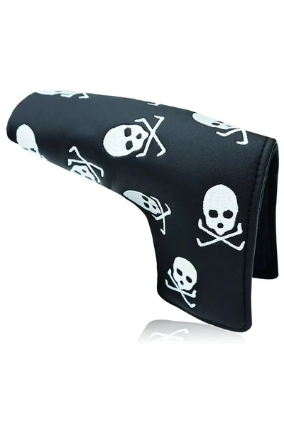 Choice Skull Black Golf Putter Head Cover, Blade Club PU Leather Protector, U...