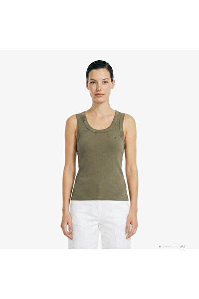 Nautica Kadın Yeşil Slim Fit Kolsuz T-Shirt