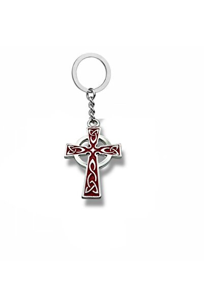 Herşey Nota Breloc cu cruce celtică cu cruce roșie – accesoriu gotic și spiri...