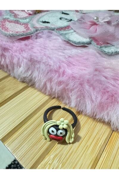Herşey Nota Children's Ring with Cute Kiss Girl Figure – Colorful Cartoon Des...