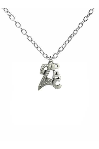 Herşey Nota 2Pac Logolu Metal Kolye – 60 cm Zincir | Gümüş Renk Unisex Hip-Ho...