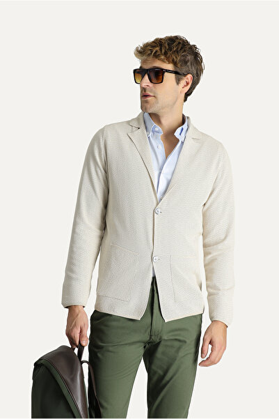 Kiğılı 7 Drop Slim Fit Dar Kesim Desenli Pamuklu Hırka / Ceket