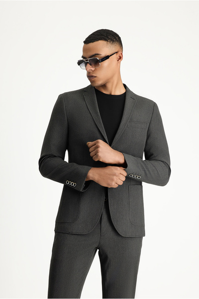 Kiğılı 7 Drop Super Slim Fit Extra Slim Fit Gofre Jacket