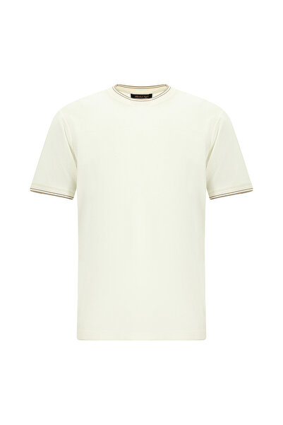 Abdullah Kiğılı Crew Neck Slim Fit Patterned Mercerized Cotton T-Shirt
