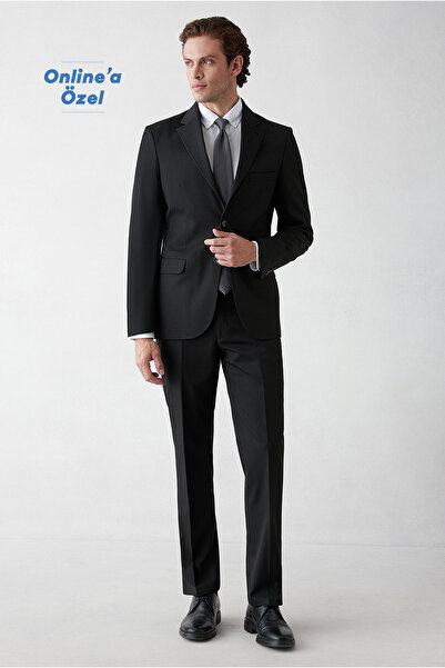 Kiğılı 7 Drop Slim Fit Dar Kesim Mono Yaka Likralı Düz Takım Elbise