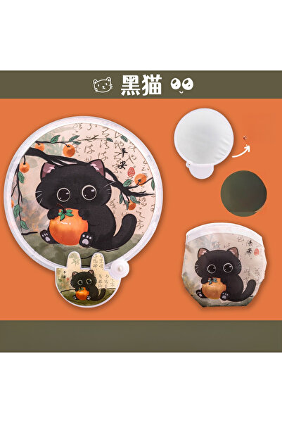 choice2 B 1pc or 4pcs of Cute Cat Folding Fan. Dual Functions of Cooling and ...