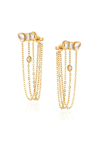 Choice Gold-color Stainless Steel Zircon Pendant Earrings - Ear Pendants That...