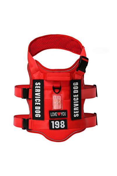 Choice8 L Red Service Dog Vest No Pull Dog Harness with 4 Dog Patches, Reflec...