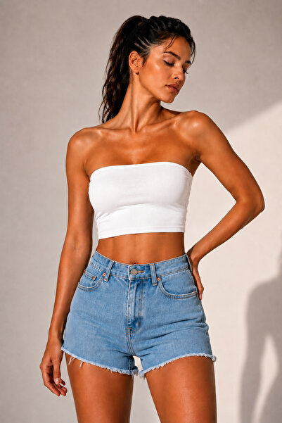 DiaSia Premium Kadın Straplez Büstiyer Crop Top Esnek Spor Gündelik Kombin